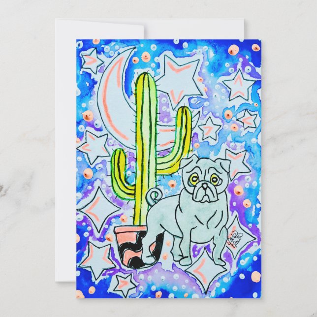 Invitación Pug & Cactus (Anverso)