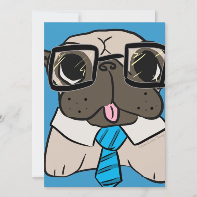 Invitación Pug de Office (Anverso)