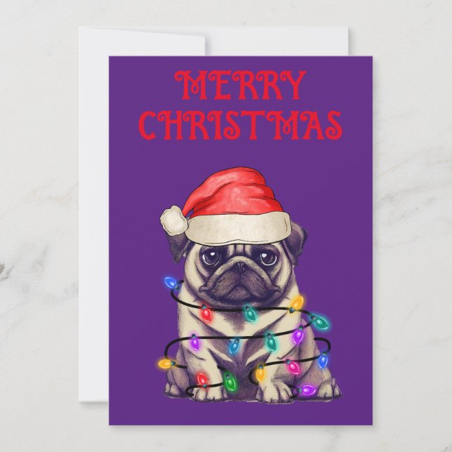 INVITACIÓN "PUG ENVUELTO EN LUCES DE NAVIDAD" (Anverso)