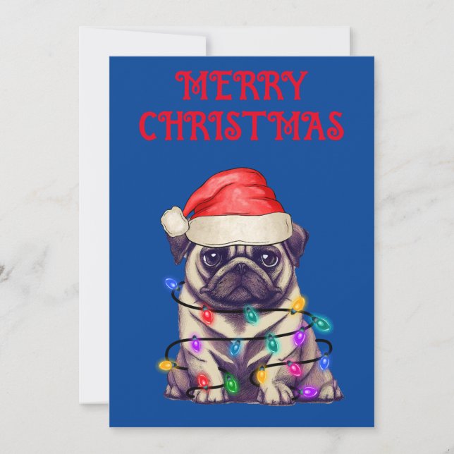 INVITACIÓN "PUG ENVUELTO EN LUCES DE NAVIDAD" (Anverso)