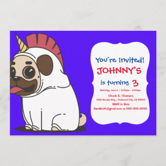 INVITACIÓN PUG UNICORN