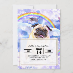 Invitación Pug unicorn - Cute pugicorn