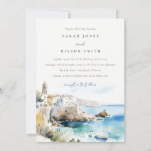 Puglia, Italia Paisaje Acuarela Boda