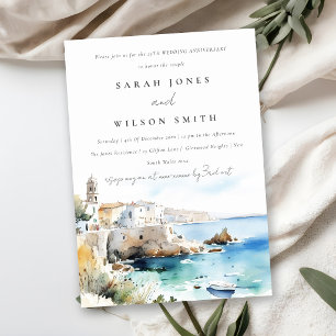 Invitación Puglia Italia Paisaje Acuarela Boda Aniversario