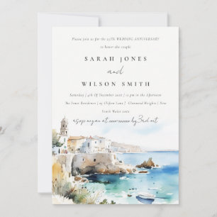 Invitación Puglia Italia Paisaje Acuarela Boda Aniversario