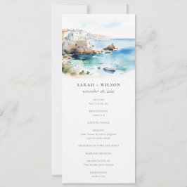 Invitación Puglia, Italy Watercolor Landscape Wedding Program