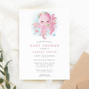 Invitación Pulóptido Rosa Dulce Acuarela Fiesta de Bebé Niña
