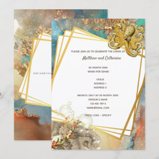 Invitación Pulpito de arrecife marino náutico acuarela vida m
