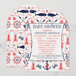 Invitación Pulpo de ballenas de la Marina de Coral de Baby Sh