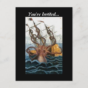 Invitación Pulpo del gigante del Victorian el   Kraken del