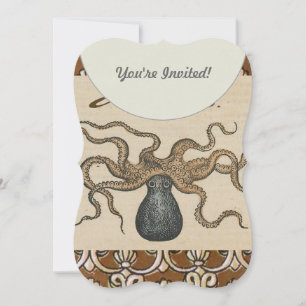 Invitación Pulpo Kraken Antiguo Marino Vida Silvestre Costera