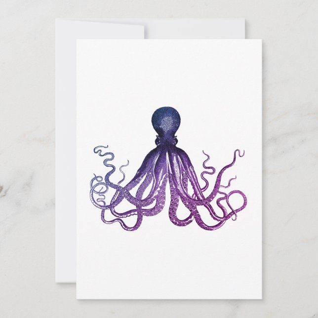 Invitación Pulpo vintage de vida marina (Anverso)