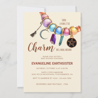 Invitación Pulsera de encanto de acuarela Pagan Babyshower