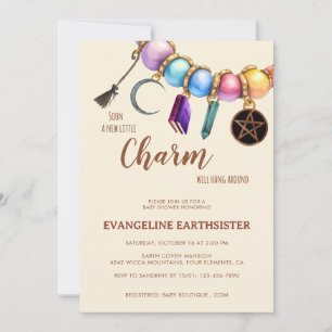 Invitación Pulsera de encanto de acuarela Pagan Babyshower