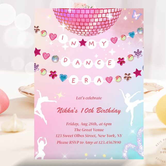 Invitación Pulsera de la Amistad En Mi Era de Baile Ballet (In my Dance Era Birthday Invitation)