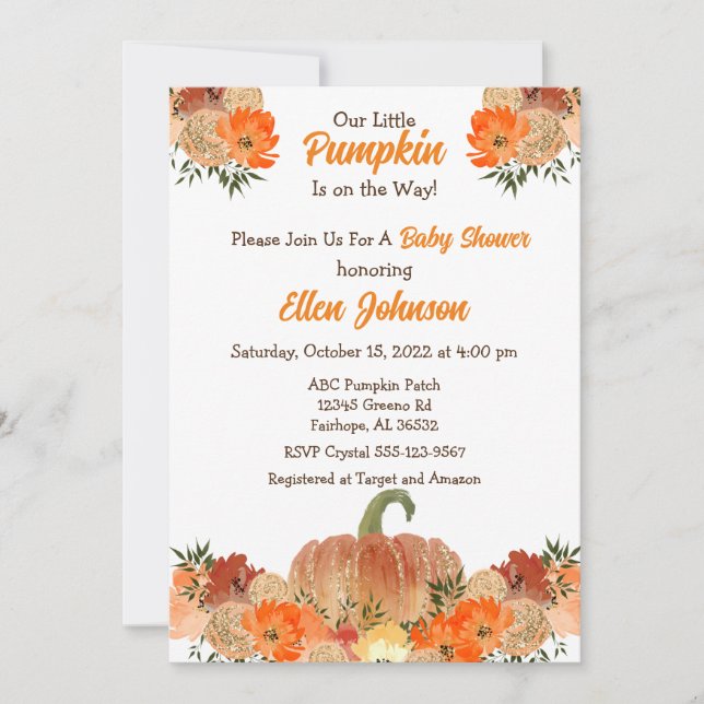 Invitación Pumkin Baby Shower (Anverso)
