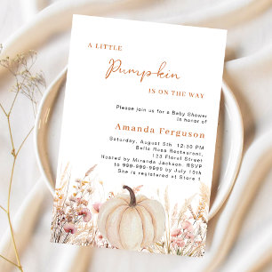 Invitación Pumkin en el camino de las flores silvestres beige