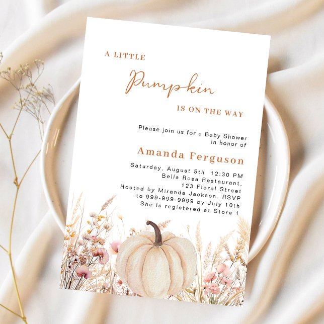 Invitación Pumkin en el camino de las flores silvestres beige (Subido por el creador)
