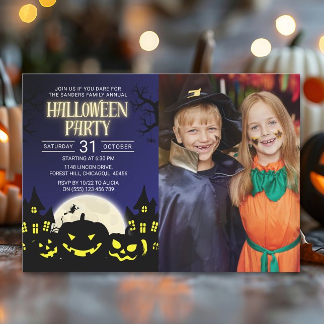 Invitación Pumkin Halloween Party Family Reunion with Photo (Subido por el creador)
