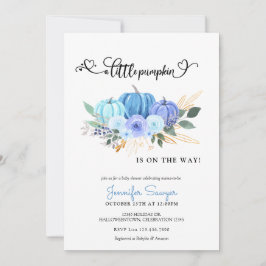 Invitación Pumpkin Autumn Blue Boy Baby Shower