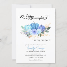 Invitación Pumpkin Autumn Blue Boy Baby Shower