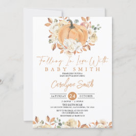 Invitación Pumpkin Autumn Floral Falling Baby Shower