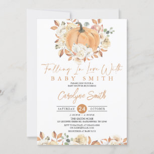 Invitación Pumpkin Autumn Floral Falling Baby Shower