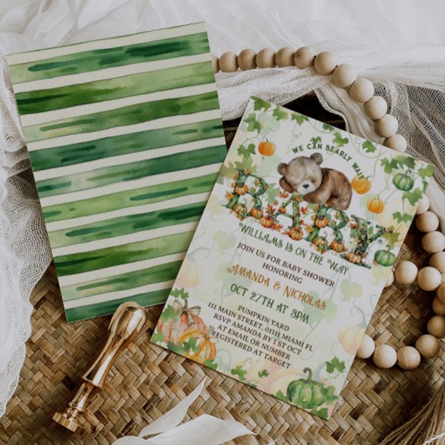 Invitación Pumpkin Bearly Wait Baby Shower (Subido por el creador)