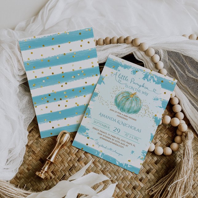 Invitación Pumpkin Blue Boy Baby Shower (Subido por el creador)