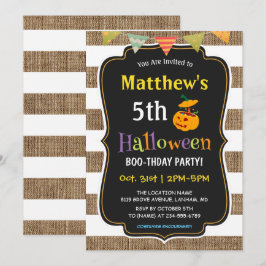 Invitación Pumpkin Burlap Niños de Halloween Fiesta de cumple