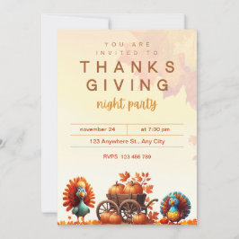INVITACIÓN PUMPKIN CART AND FUNNY TURKEYS