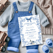 Pumpkin Dusty Blue Whimsical Floral Baby Shower