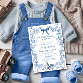 Invitación Pumpkin Dusty Blue Whimsical Floral Baby Shower