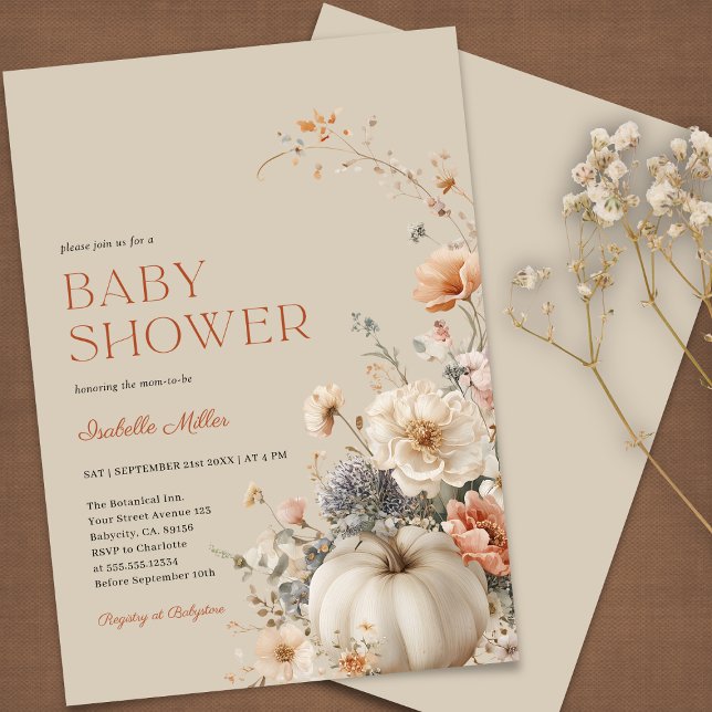 Invitación Pumpkin Fall Floral Baby Shower (Subido por el creador)