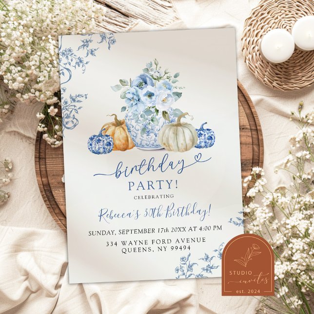 Invitación Pumpkin Fall Ginger Jar Chinoiserie Cumpleaños (Subido por el creador)