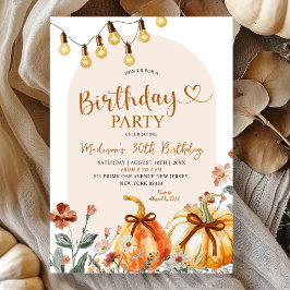 Invitación Pumpkin Fall Wildflower Theme Birthday Party
