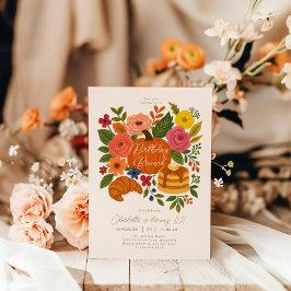 Invitación Pumpkin Floral Birthday Brunch Invitation Fall