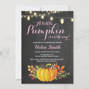 Invitación Pumpkin Mason Jar String Lights Chica Baby Shower