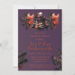 Invitación Pumpkin negro gótico Morado Bridesmaids Luncheon