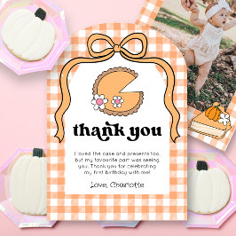 Invitación Pumpkin Pie Birthday Photo Thank You Card