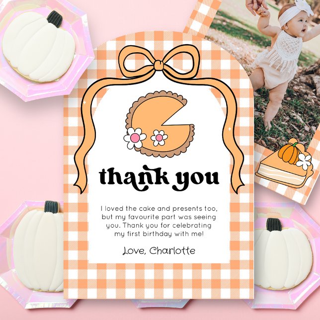 Invitación Pumpkin Pie Birthday Photo Thank You Card (Subido por el creador)