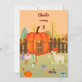 Invitación Pumpkin Pups Celebración de Otoño