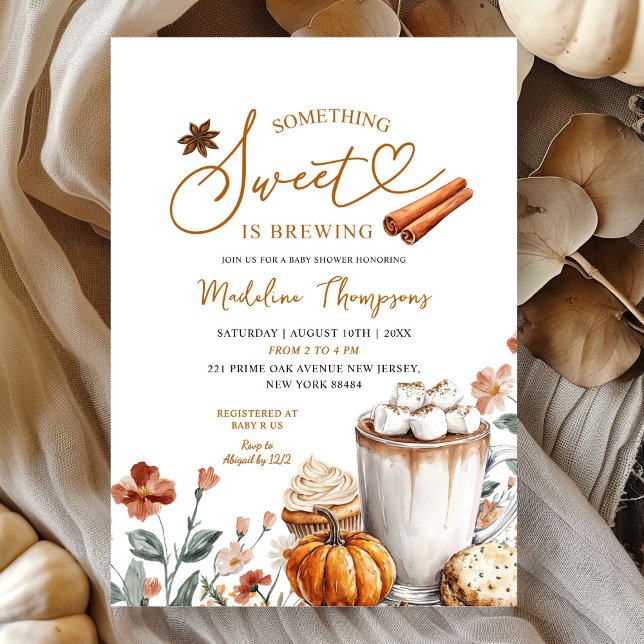 Invitación Pumpkin Something Sweet is Brewing Baby Shower (Subido por el creador)