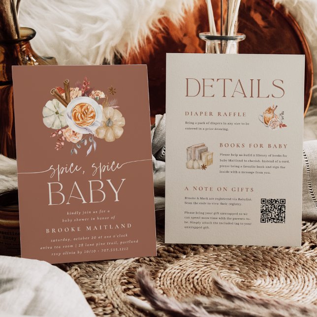 Invitación Pumpkin Spice All in One Baby Shower (Subido por el creador)