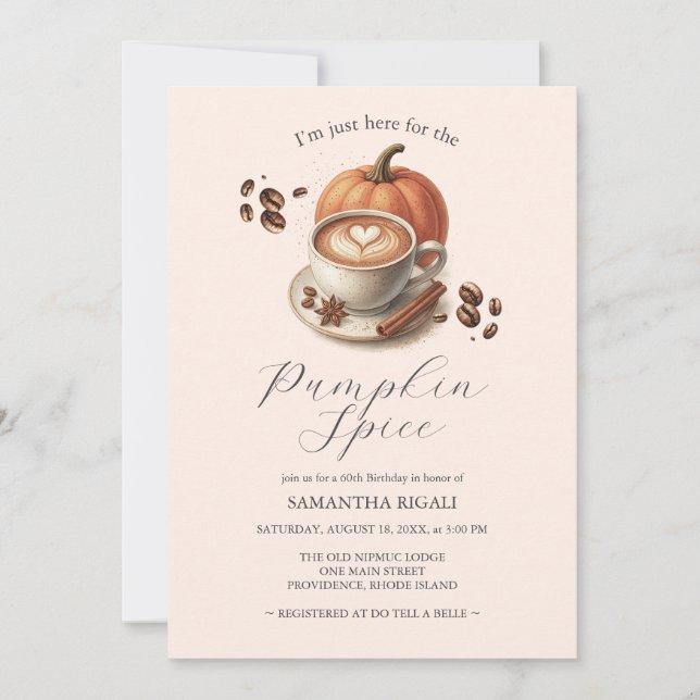 Invitación Pumpkin Spice Coffee 60th Birthday Invites (Anverso)
