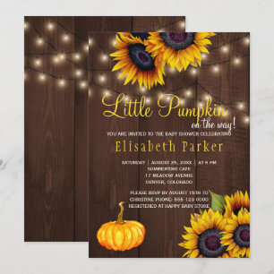 Invitación Pumpkin Sunflowers Rústico Barn Wood Baby Shower