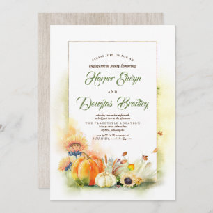 Invitación Pumpkins and Sunflowers Fall Engagement Party