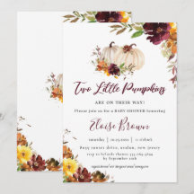 Pumpkins Burgundy Naranja Gemelos Florales Baby Sh