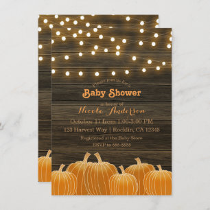 Invitación Pumpkins de otoño y cadenas alumbran Baby Shower r
