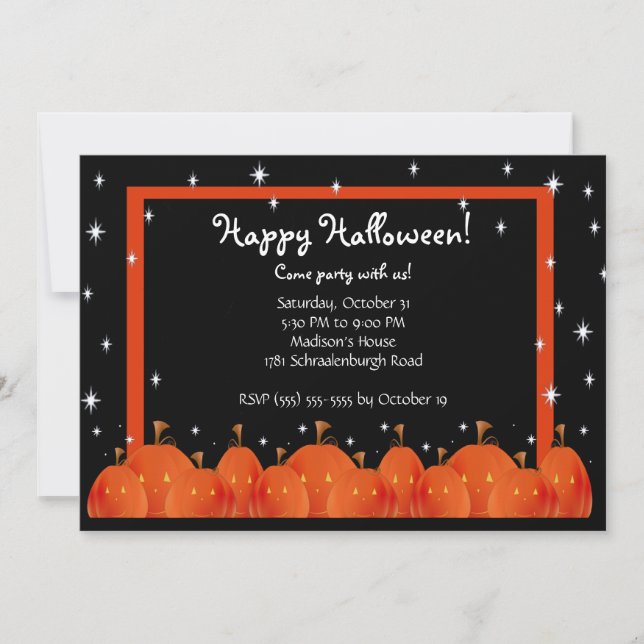 Invitación Pumpkins Feliz fiesta de Halloween (Anverso)